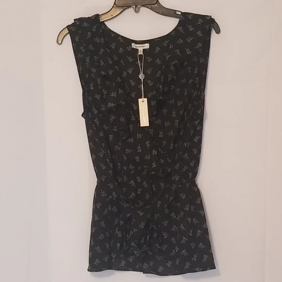 Max Studio Black Print Chiffon Ruffle Blouse - Picture 2 of 6